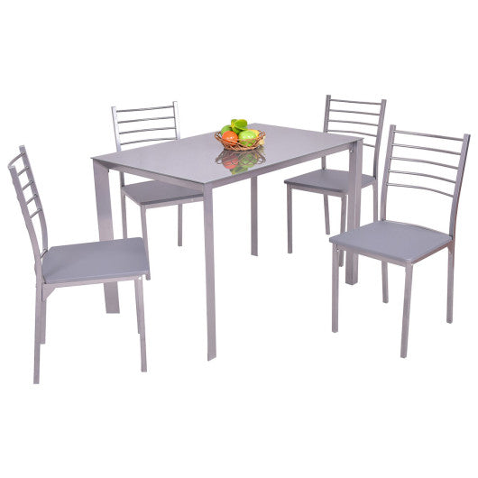 Costway 5 pcs Tempered Glass Dining Furniture Set