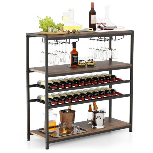 Costway 5-tier Wine Rack Table with Glasses Holder