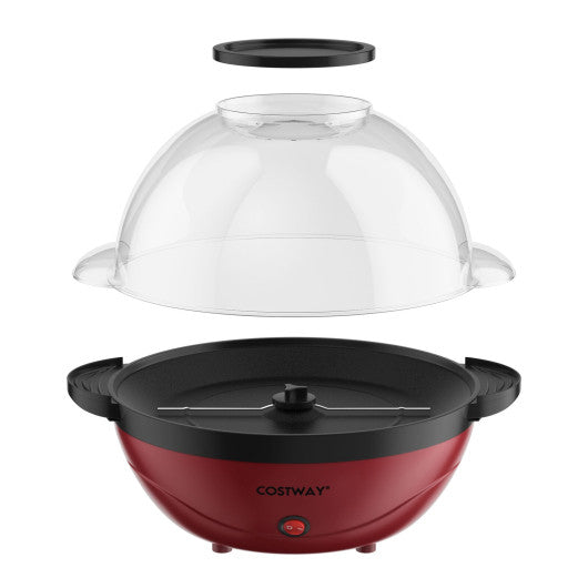 Costway 6 QT Red Stirring Popcorn Popper Maker with Nonstick Plate
