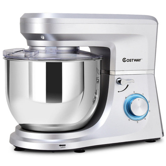 Costway 6 Speed 7.5 Qt Tilt-Head Stainless Steel Silver Electric Food Stand Mixer