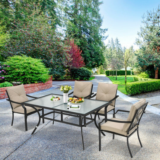 glass patio dining table with umbrella hole Costway 66" x 38" Patio Dining Glass Table Oversize Rectangular with U – Kitchen Oasis