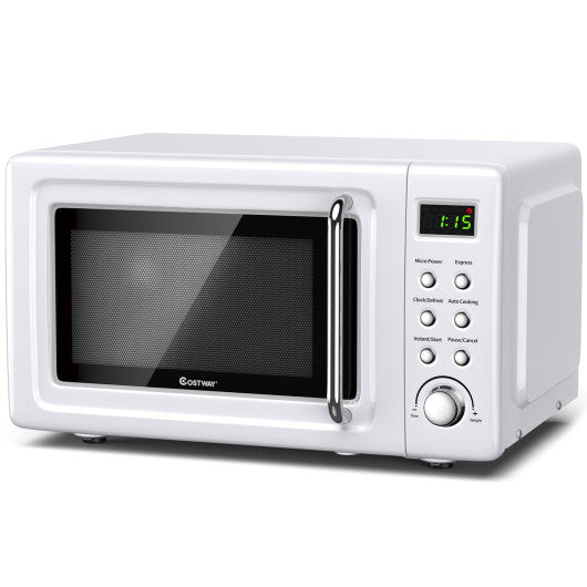 Costway 700W White Retro Countertop Microwave Oven with 5 Micro Power –  Kitchen Oasis