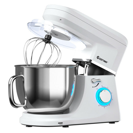 Costway 7.5 QT White Tilt-Head Stand Mixer 6 Speed 660W with Dough Hook Beater