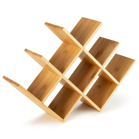 Costway 8-Bottle Natural Freestanding Bamboo Wine Rack with Solid Stru ...
