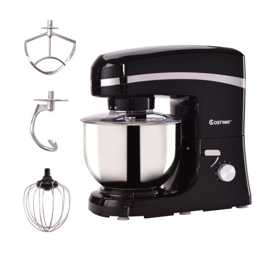 Costway 800 W 5.3 Quart Black Electric Food Stand Mixer with Stainless Steel Bowl