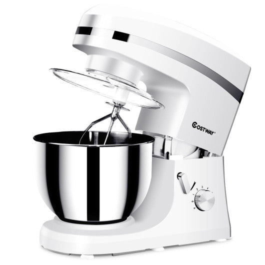 Costway 800 W 5.3 Quart White Electric Food Stand Mixer with Stainless Steel Bowl