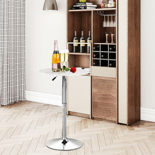 Costway Adjustable 360° Swivel Height Round Pub Table with Marble Top