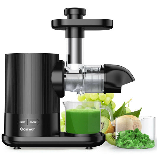 Costway Black Horizontal Slow Masticating Extractor Juicer with Brush