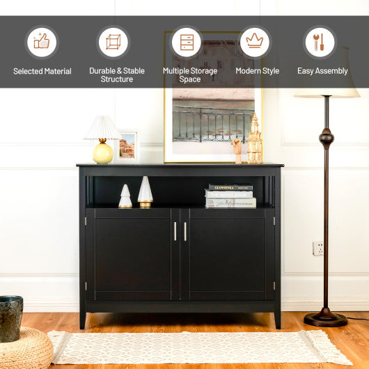 Costway Black Modern Practical Wooden Kitchen Lockers with Large Storage Space