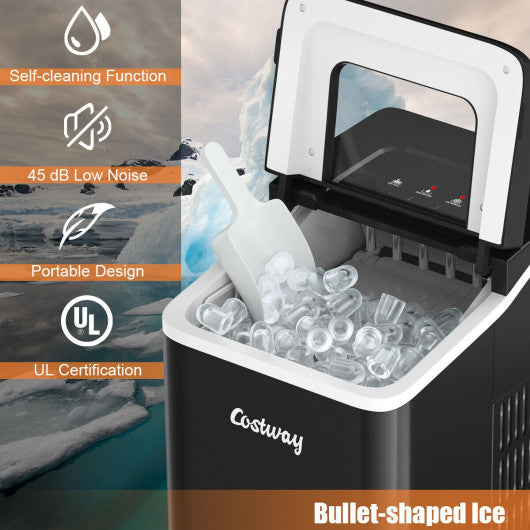 Costway Black Portable Countertop Ice Maker Machine with Scoop