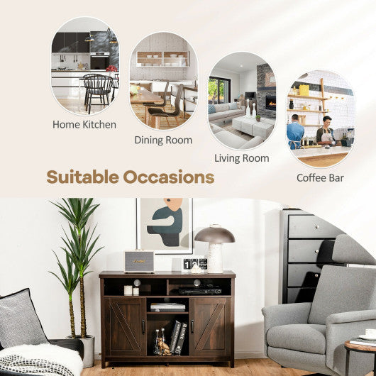 Costway Brown Farmhouse Sideboard with Detachable Wine Rack and Cabinets