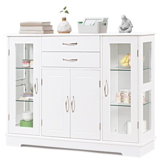 Costway Buffet Storage Cabinet Console Cupboard with Glass Door