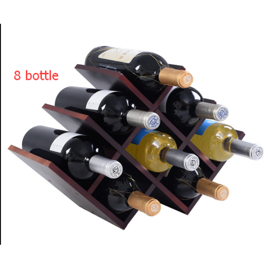 Costway Burgundy Wooden Bottle Rack Wine Holder for 8 Bottles – Kitchen ...