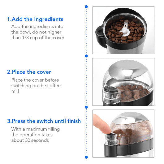 Costway Electric One - Touch Stainless Steel Coffee & Spice Grinder