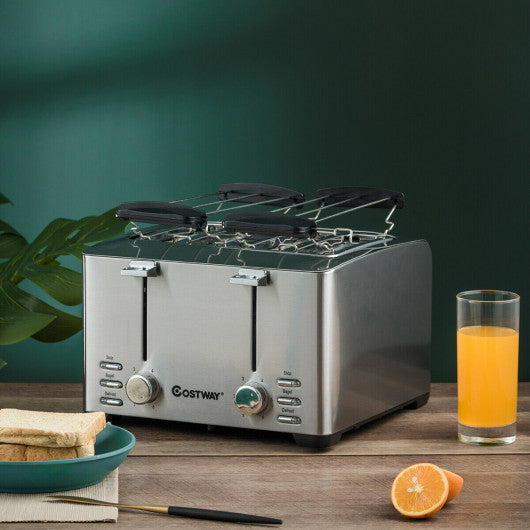 Costway Extra-Wide Slot Stainless Steel 4 Slice Toaster