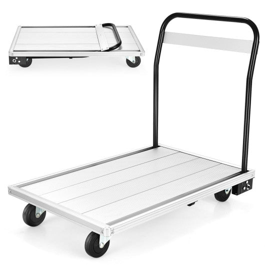 Costway Folding Aluminum Alloy Platform Truck with 4 TPR Wheels