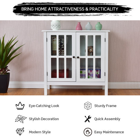 Costway Glass Door Sideboard Console Storage Buffet Cabinet