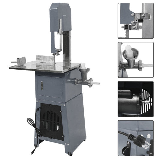 Costway Gray 550W Electric Stand Up Meat Band Saw and Grinder Processor