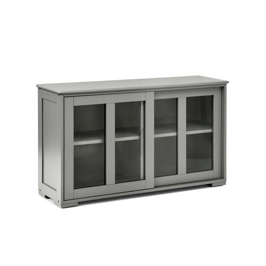 Costway Gray Sideboard Buffet Cupboard Storage Cabinet with Sliding Door