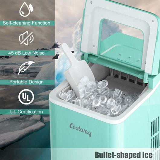 Costway Green Portable Countertop Ice Maker Machine with Scoop