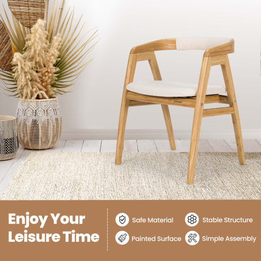Costway Natural Leisure Bamboo Dining Chair with Curved Back and Anti-slip Foot Pads