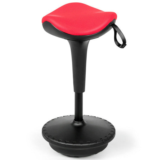 Costway Red Adjustable Swivel Sitting Balance Wobble Stool Standing Desk Chair