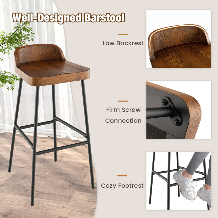 Costway Set of 1/2 29 Inch Industrial Bar Stools with Low Back and Footrests