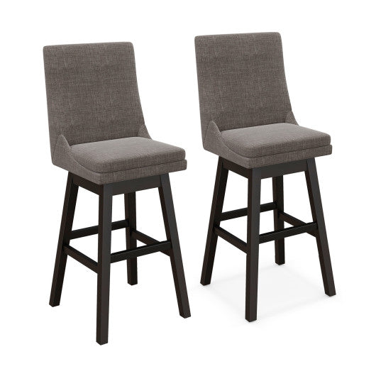 Costway Set of 2 360° Swivel Bar Stool with Rubber Wood Legs Footrest