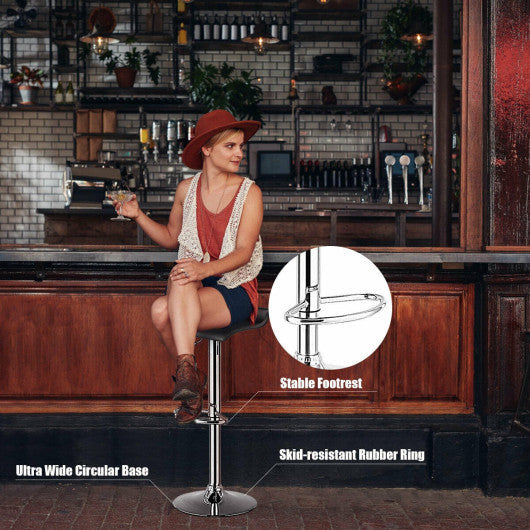Costway Set of 2 Black Adjustable PU Leather Backless Bar Stools