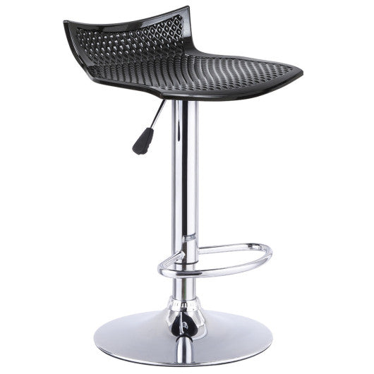 Costway Set of 2 Black Adjustable Swivel Bar Stools ABS Seat