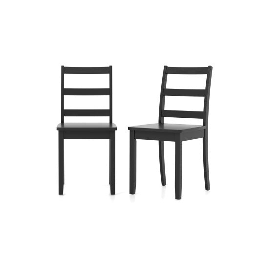 Costway Set of 2 Black Wood Dining Chairs with Solid Rubber Wood Legs