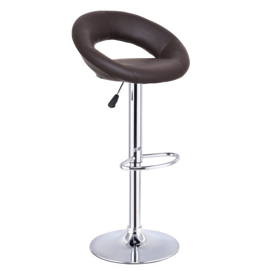Costway Set of 2 Brown Adjustable Swivel Bar Stools Pub Chairs