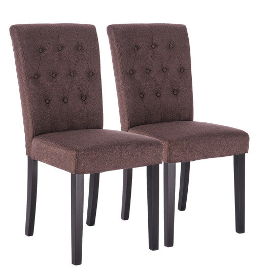 Costway Set of 2 Brown Fabric Armless Dining Chairs