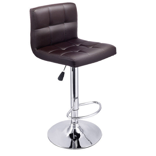 Costway Set of 2 Brown PU Leather Swivel Bar Stools Pub Chairs
