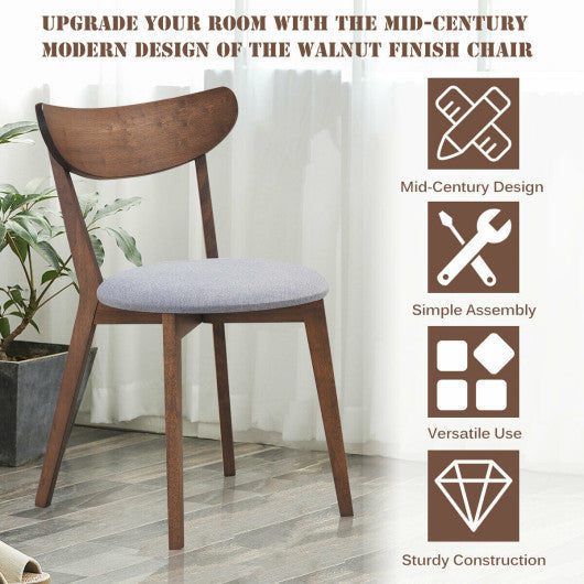 Costway Set of 2 Dining Chairs Upholstered Curved Back Side