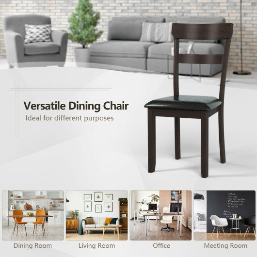 Costway Set of 2 Dining Chairs With Rubber Wood Frame and Upholstered Faux Leather Seat