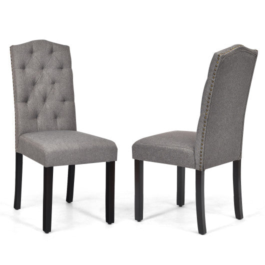 Costway Set of 2 Gray Tufted Upholstered Dining Chairs