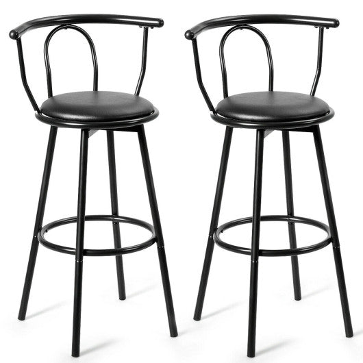 Costway Set of 2 Modern Swivel Pub Metal Counter Height Bar Stools with Footrest and Back