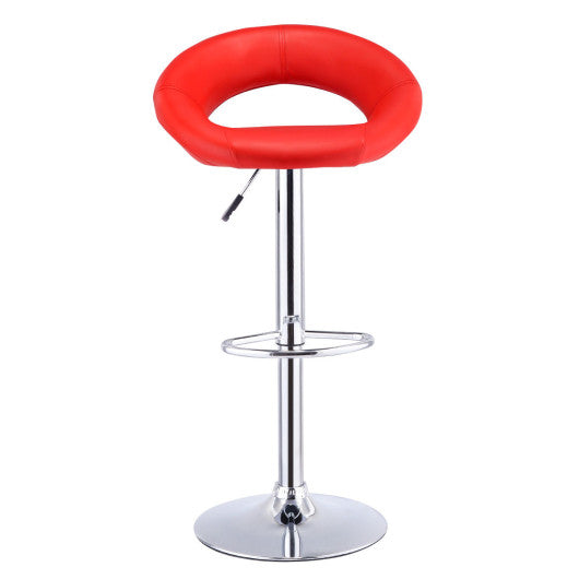 Costway Set of 2 Red Bar Stools Adjustable PU Leather Swivel Chairs