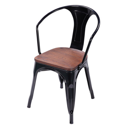 Costway Set of 2 Tolix Style Black Armchair