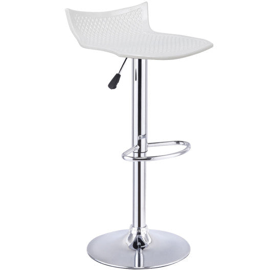 Costway Set of 2 White Adjustable Swivel Bar Stools ABS Seat