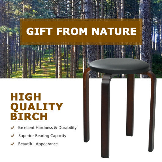 Costway Set of 4 Black Bentwood Round Stool Stackable Dining Chairs with Padded Seat