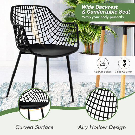 Costway Set of 4 Black Heavy Duty Modern Dining Chair with Airy Hollow Backrest