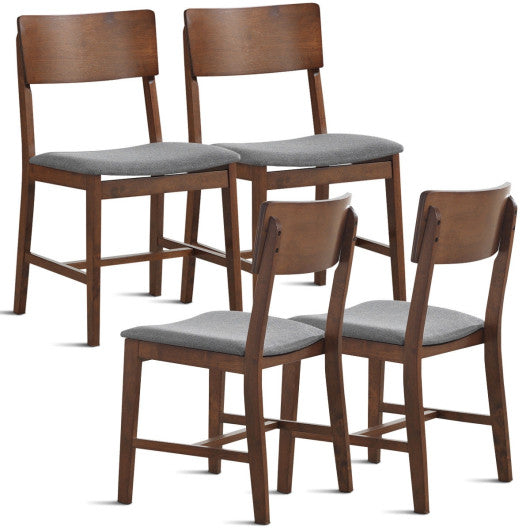 Costway Set of 4 Gray Modern Fabric Upholstered Dining Side Chairs