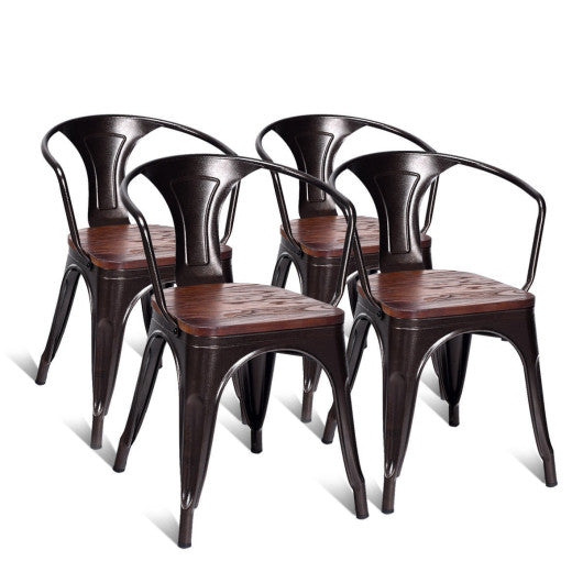 Costway Set of 4 Tolix Style Stackable Copper Bistro Metal Furniture