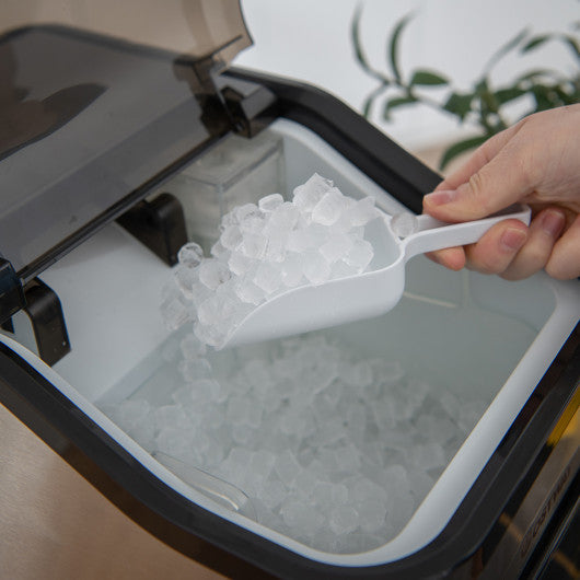 Costway Silver Countertop Nugget Ice Maker with 2 Ways Water Refill Self-Cleaning