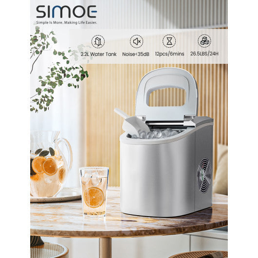Costway Silver Mini Portable Compact Electric Ice Maker Machine