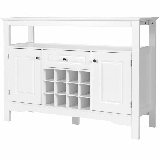 Costway White Elegant Classical Multifunctional Wooden Wine Cabinet Table