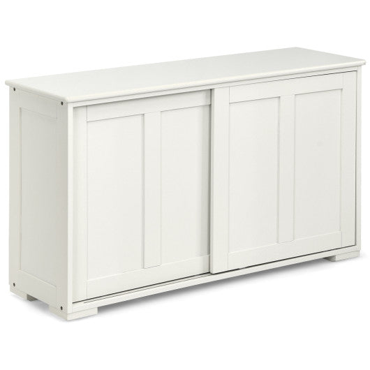 Costway White Kitchen Storage Cupboard Cabinet with Sliding Door