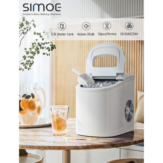 Costway White Mini Portable Compact Electric Ice Maker Machine
